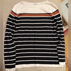 Pink Clover Striped Knit Sweater Black White Rust Size L